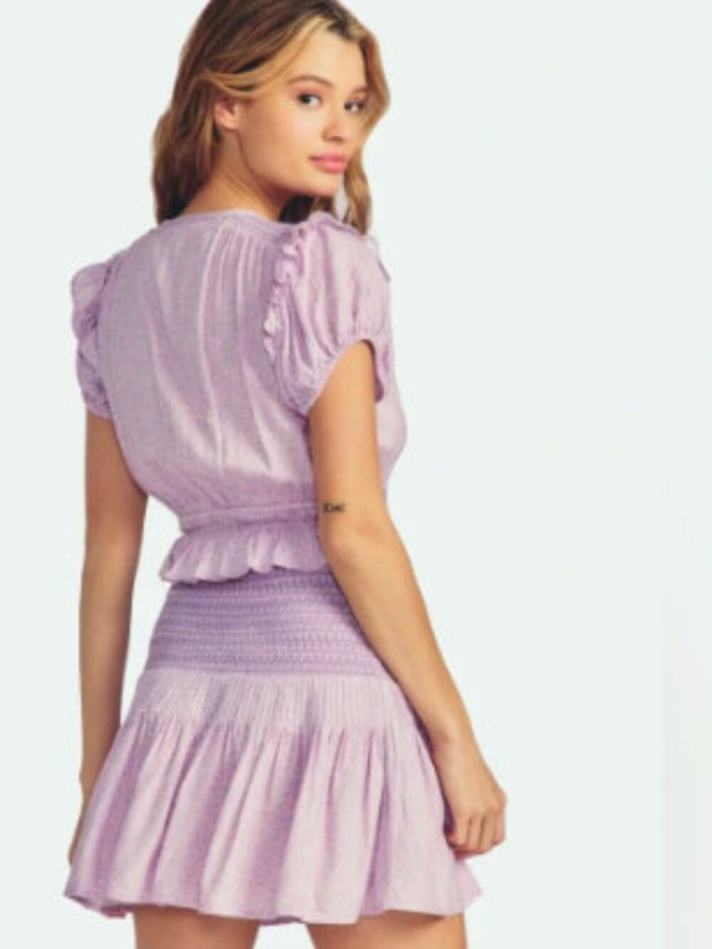 LoveShackFancy Toto Mini Dress Lavender Floral Smocked Size S - Picture 3 of 10